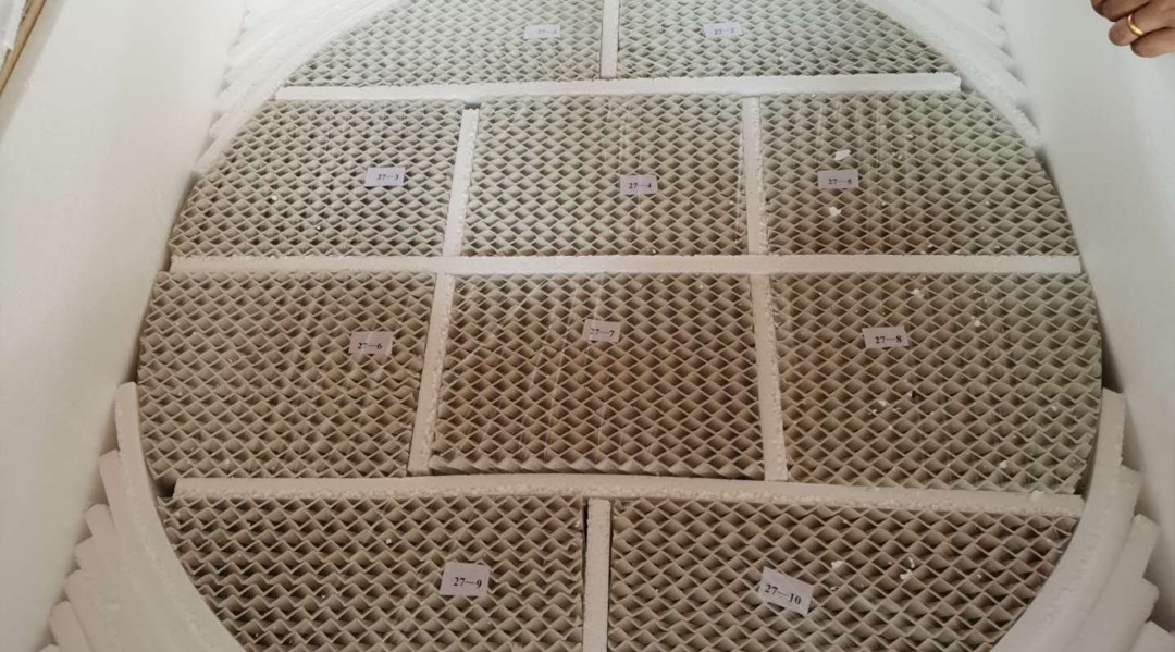250Y Ceramic Structured Packing installed in 98% Sulfuric Acid Drying Tower